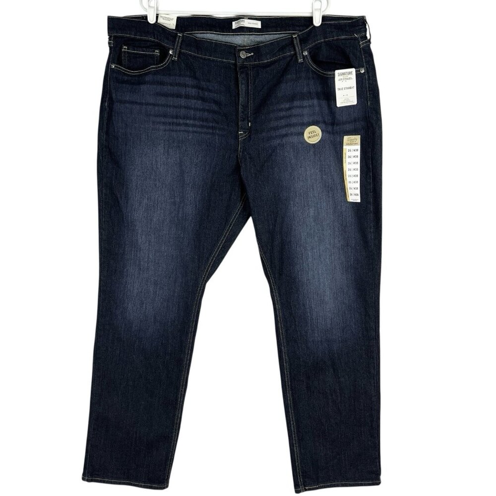 Signature Levi‎ Strauss Women's Stretch True Straight Navy Jeans Size 26 W38 NWT